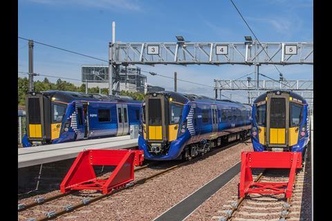 All ScotRail services between Edinburgh Waverley and Glasgow Queen Street via Falkirk High were operated by Class 365, 380 and 385 electric multiple-units for the first time since electrification on August 1.